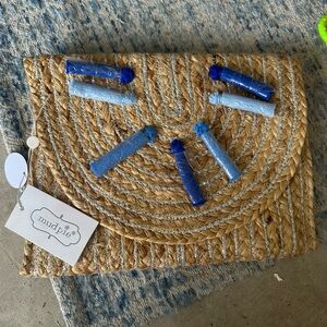 Mud Pie Tan and Blue Clutch